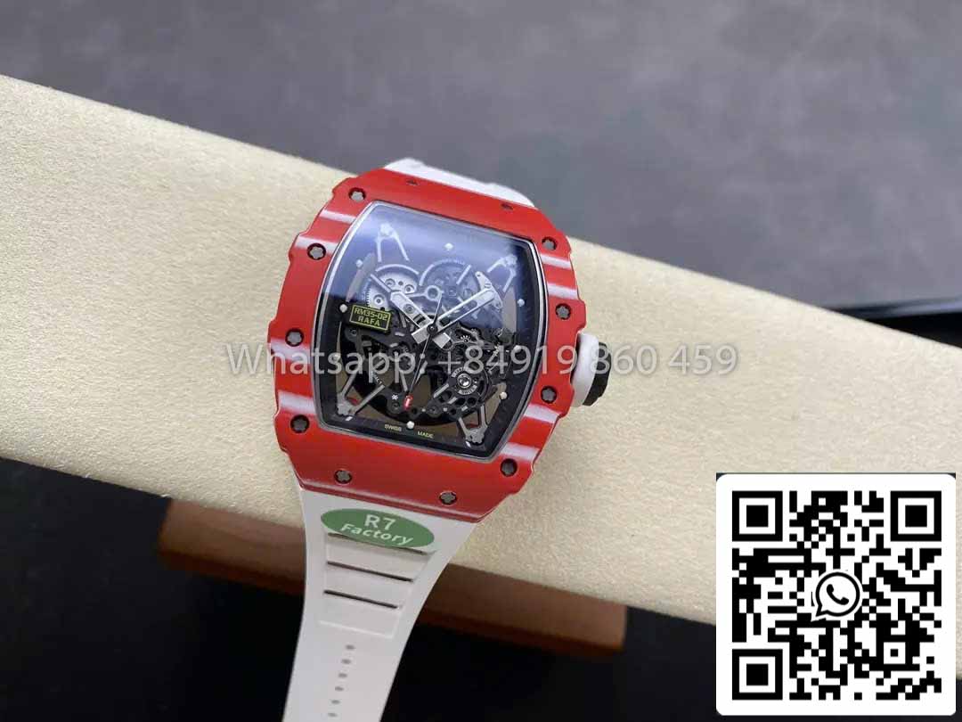 Richard Mille RM035-02 1:1 Best Clone R7 Fabbrica Red Carbon Case White cinturino