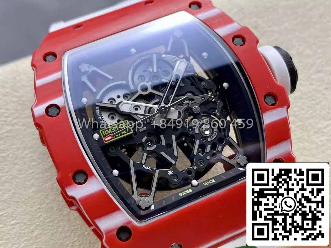 Richard Mille RM035-02 1:1 Best Clone R7 Fabbrica Red Carbon Case White cinturino
