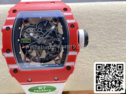 Richard Mille RM035-02 1:1 Best Clone R7 Fabbrica Red Carbon Case White cinturino