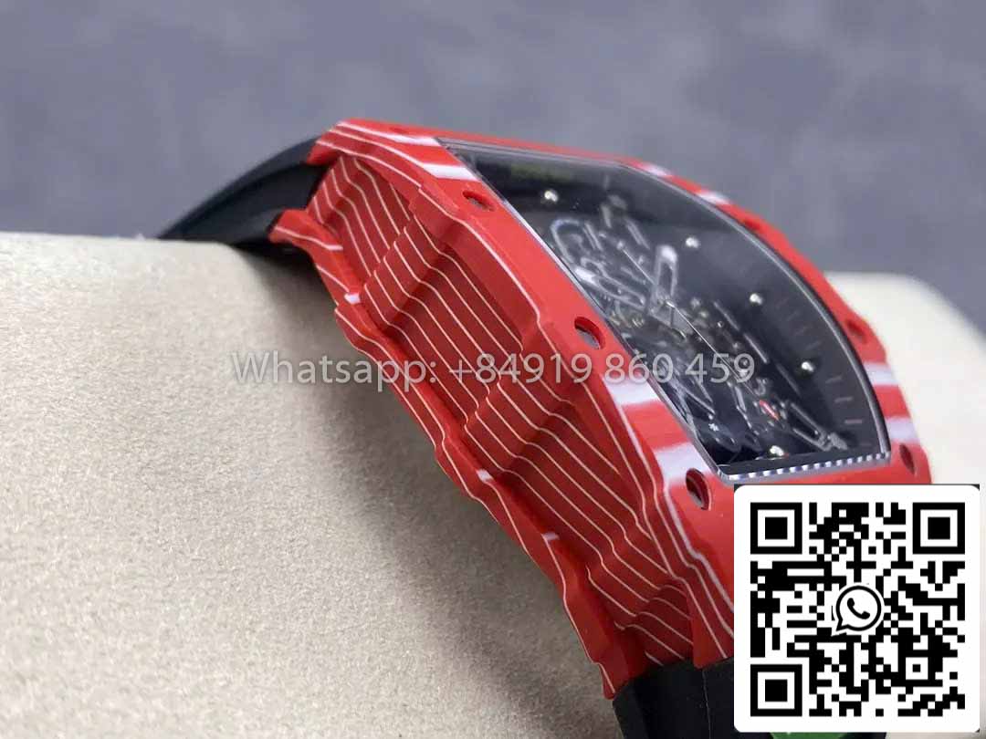Richard Mille RM035-02 1:1 Best Clone R7 Fabbrica Red Carbon Case Black cinturino