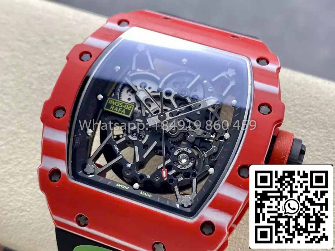 Richard Mille RM035-02 1:1 Best Clone R7 Fabbrica Red Carbon Case Black cinturino