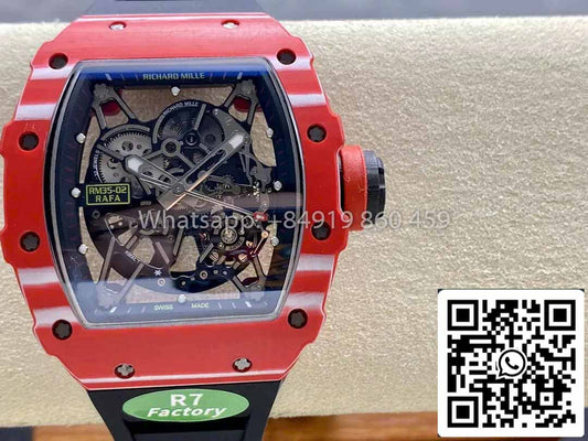 Richard Mille RM035-02 1:1 Best Clone R7 Fabbrica Red Carbon Case Black cinturino