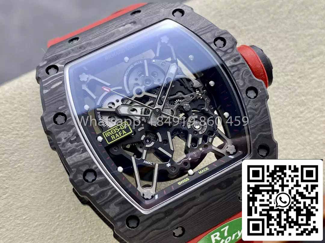 Richard Mille RM035-02 1:1 Best Clone R7 Fabbrica NTPT Carbon Case Red cinturino