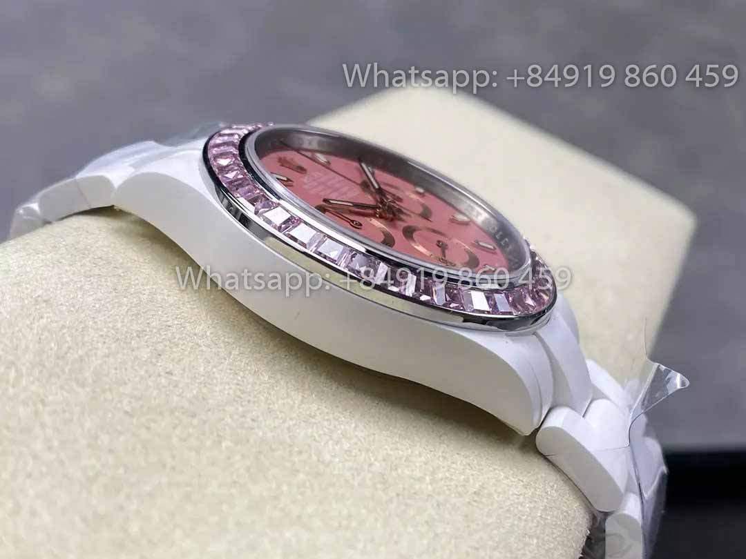 AET REMOULD cerámica Rolex Daytona "ACherry Blossom Pink" lunetta Stone 1:1 Best Clone Edizione