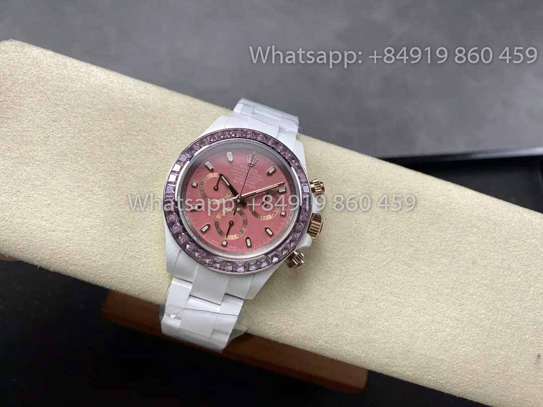 AET REMOULD cerámica Rolex Daytona "ACherry Blossom Pink" lunetta Stone 1:1 Best Clone Edizione