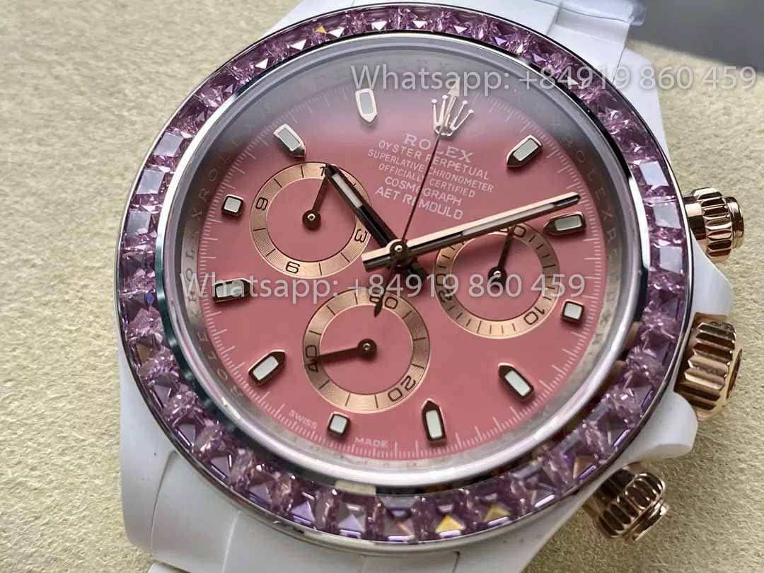 AET REMOULD cerámica Rolex Daytona "ACherry Blossom Pink" lunetta Stone 1:1 Best Clone Edizione