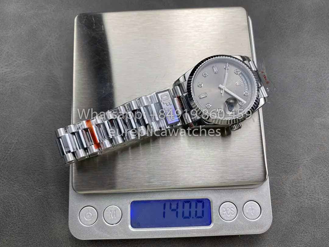 Rolex Day Date 128236 QF Fabbrica 1:1 Best Clone Grey Diamond dial 36mm