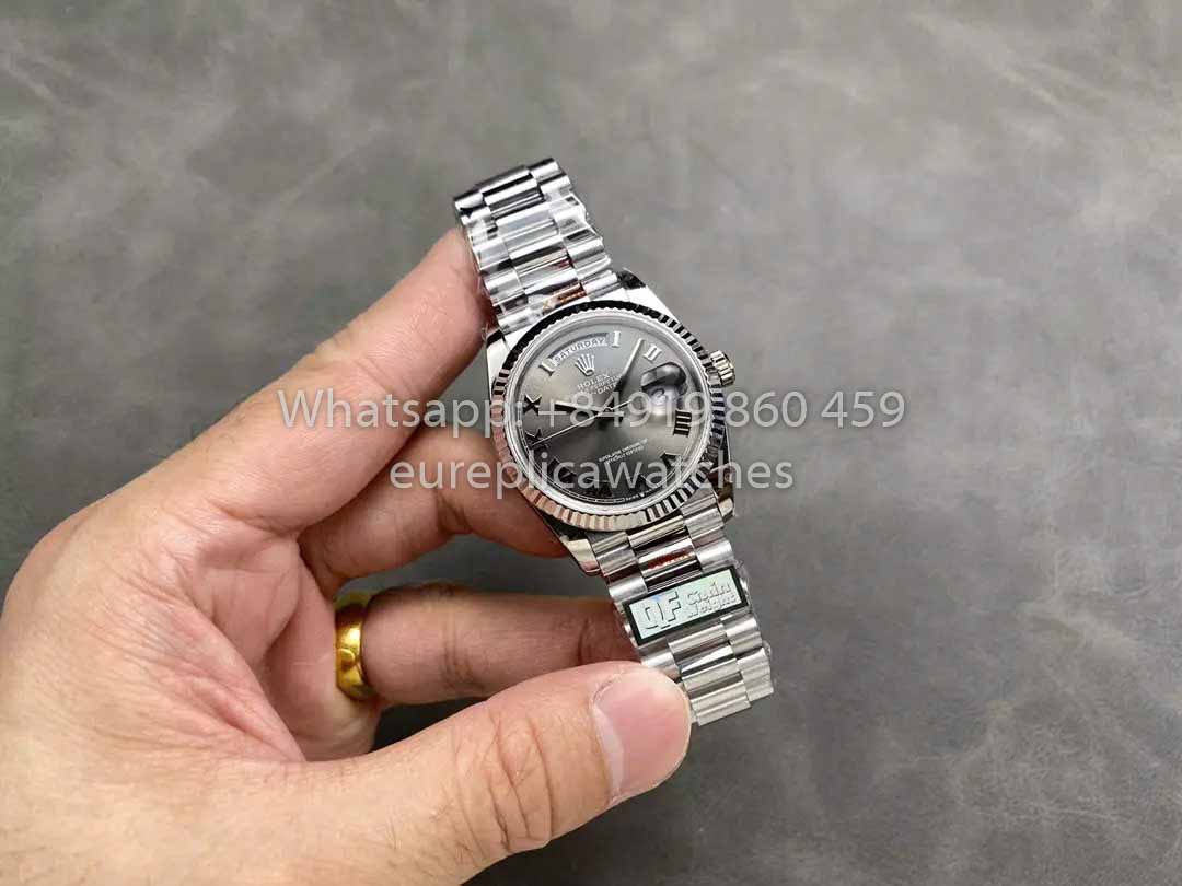Rolex Day Date 128236 QF Fabbrica 1:1 Best Clone Grey Roman numerals Dial