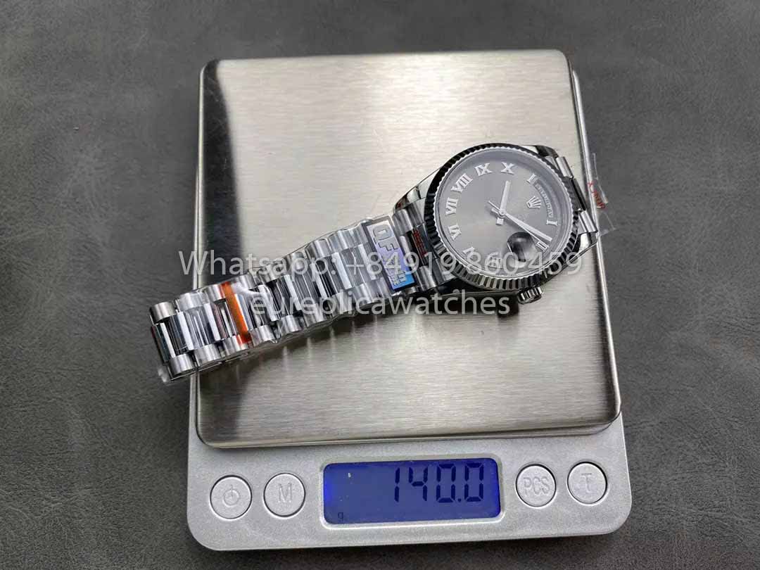 Rolex Day Date 128236 QF Fabbrica 1:1 Best Clone Grey Roman numerals Dial