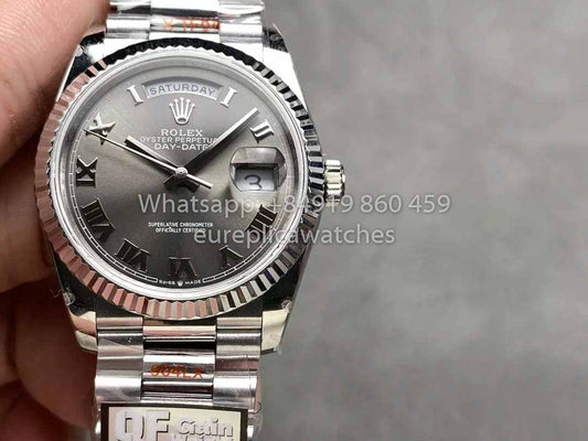 Rolex Day Date 128236 QF Fabbrica 1:1 Best Clone Grey Roman numerals Dial