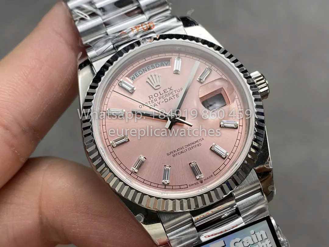 Rolex Day Date 128236 QF Fabbrica 1:1 Best Clone Pink Diamond Dial