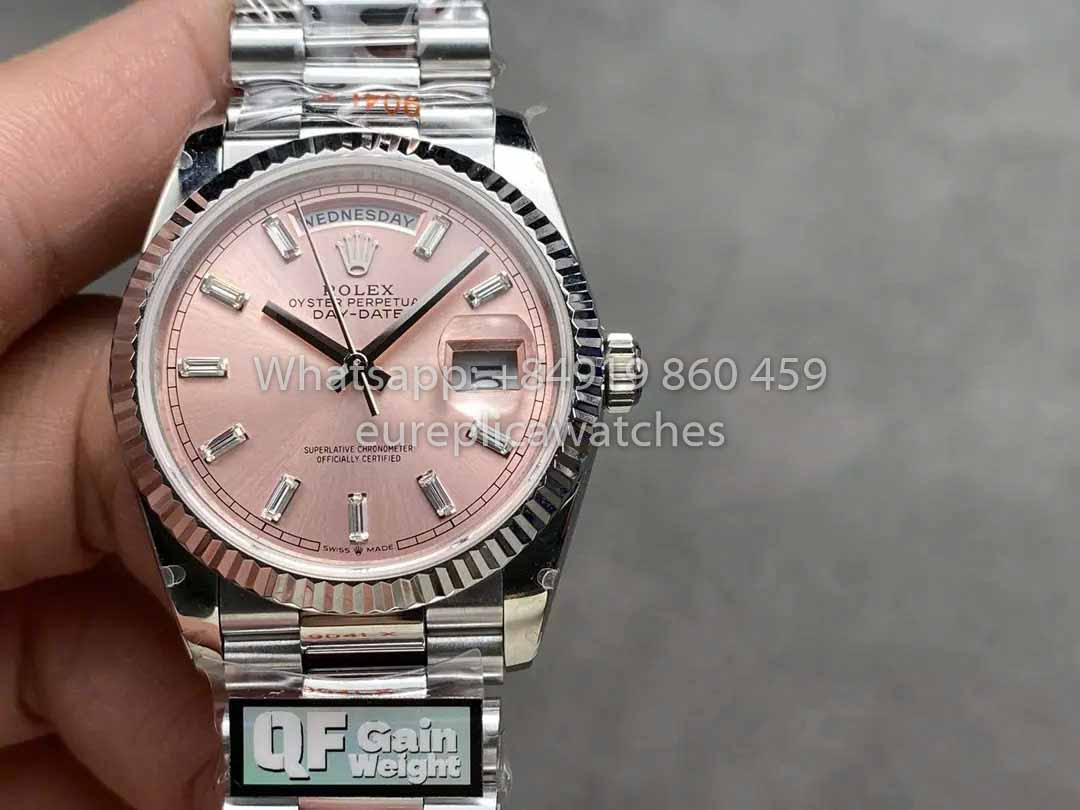 Rolex Day Date 128236 QF Fabbrica 1:1 Best Clone Pink Diamond Dial