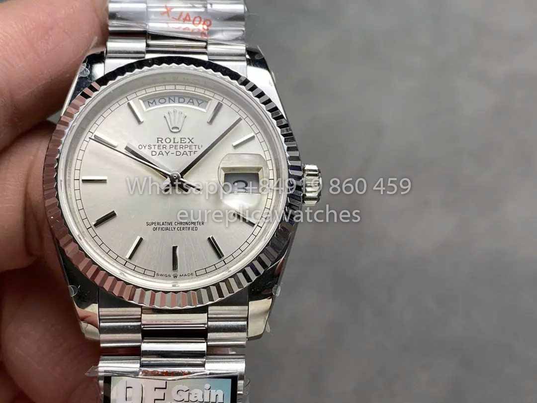 Rolex Day Date 128239-0005 QF Fabbrica 1:1 Best Clone Silver Index Dial