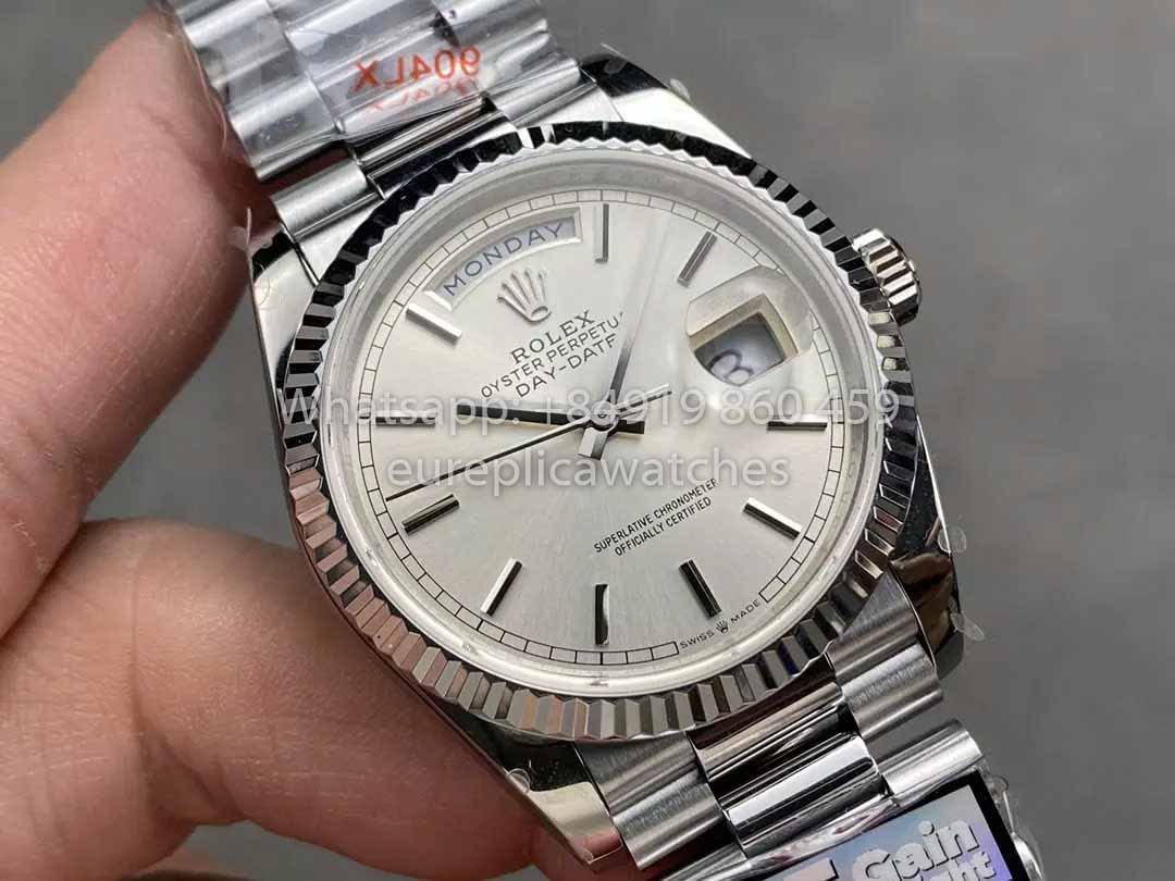 Rolex Day Date 128239-0005 QF Fabbrica 1:1 Best Clone Silver Index Dial