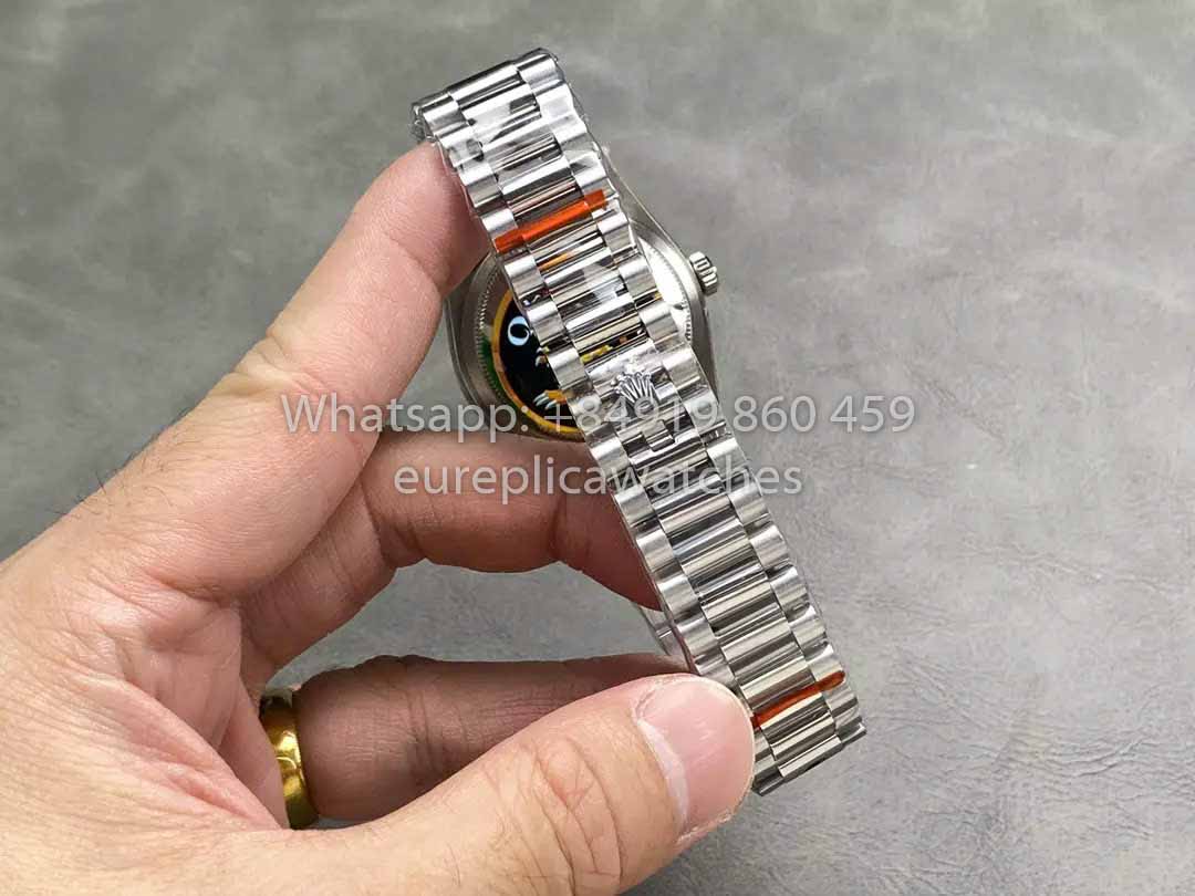 Rolex Day Date 128239 QF Fabbrica 1:1 Best Clone Silver Diamond Dial
