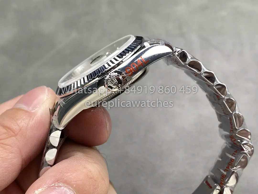 Rolex Day Date 128239 QF Fabbrica 1:1 Best Clone Silver Diamond Dial