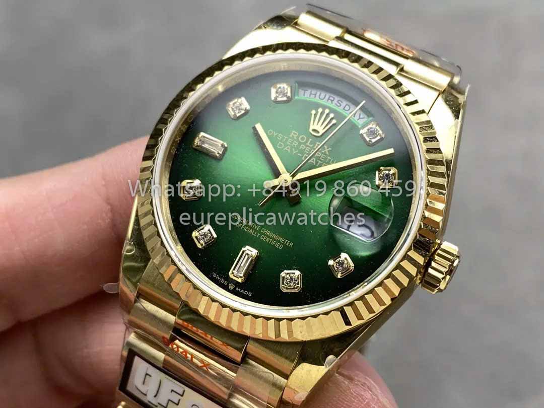 Rolex Day Date 128238-0069 QF Fabbrica 1:1 Best Clone Green Diamond Dial