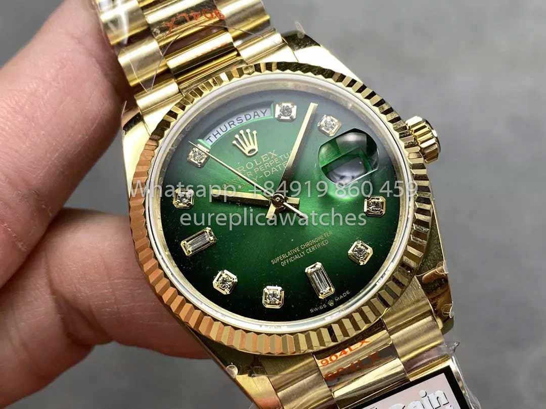 Rolex Day Date 128238-0069 QF Fabbrica 1:1 Best Clone Green Diamond Dial