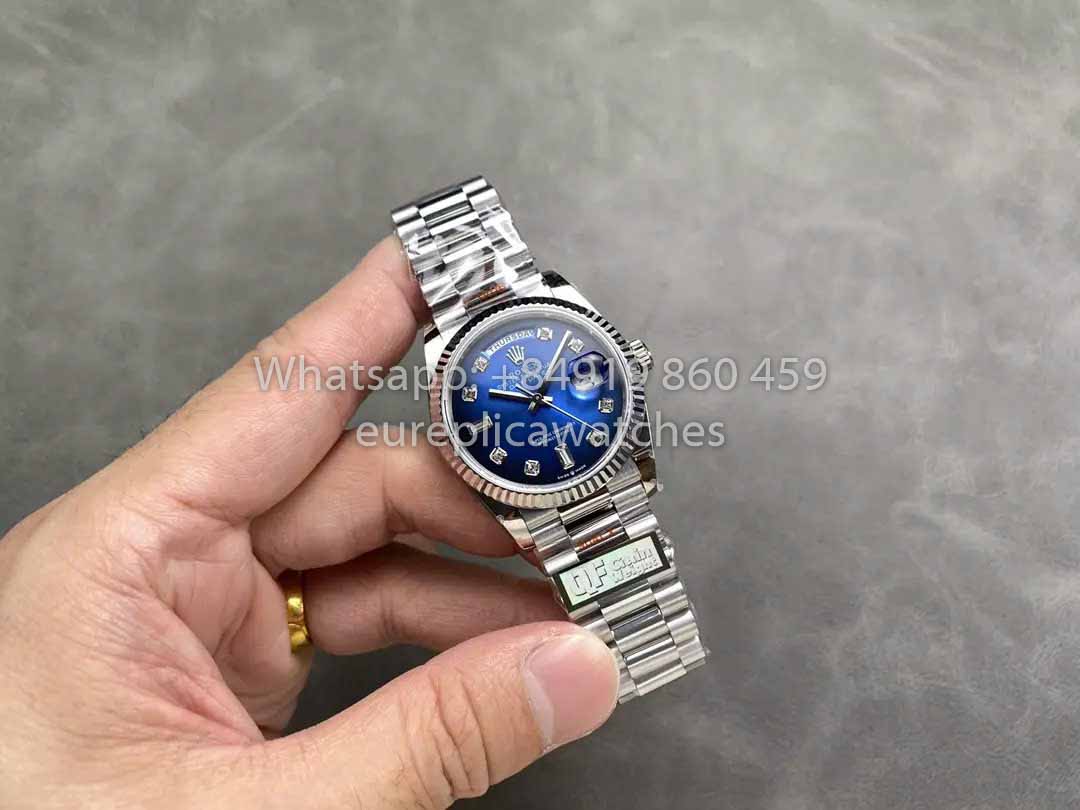 Rolex Day Date M128239-0023 128239-0023 QF Fabbrica 1:1 Mejor clon Esfera de diamantes azules