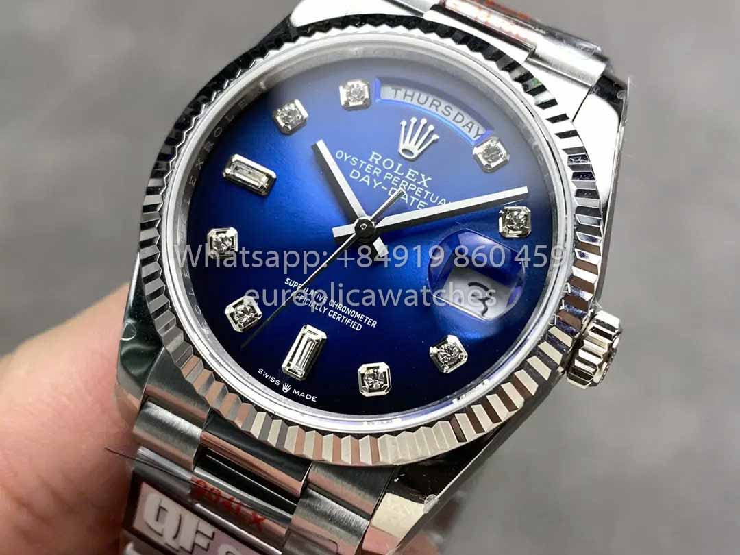 Rolex Day Date M128239-0023 128239-0023 QF Fabbrica 1:1 Mejor clon Esfera de diamantes azules