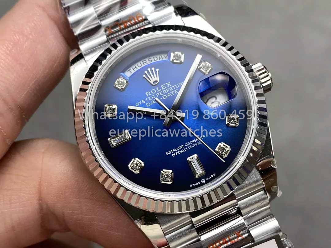 Rolex Day Date M128239-0023 128239-0023 QF Fabbrica 1:1 Mejor clon Esfera de diamantes azules