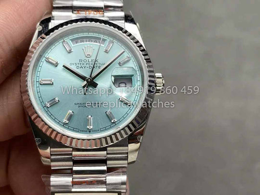 Rolex Day Date M128236 QF Fabbrica 1:1 Best Clone Ice Blue Dial 36mm