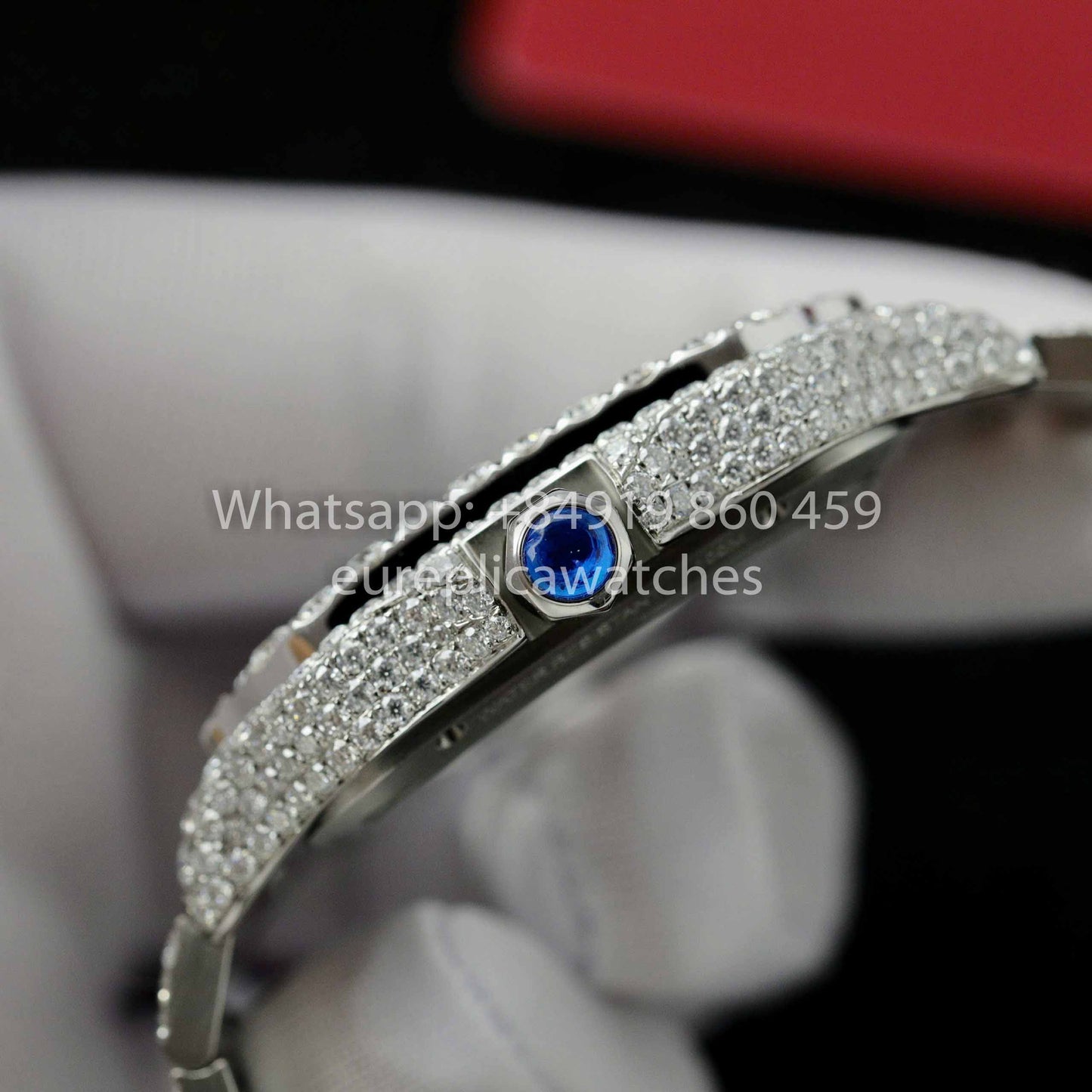 Relógio Santos De Cartier Skeleton Moissanite Iced Out com mostrador quadrado 1:1 Melhor clone