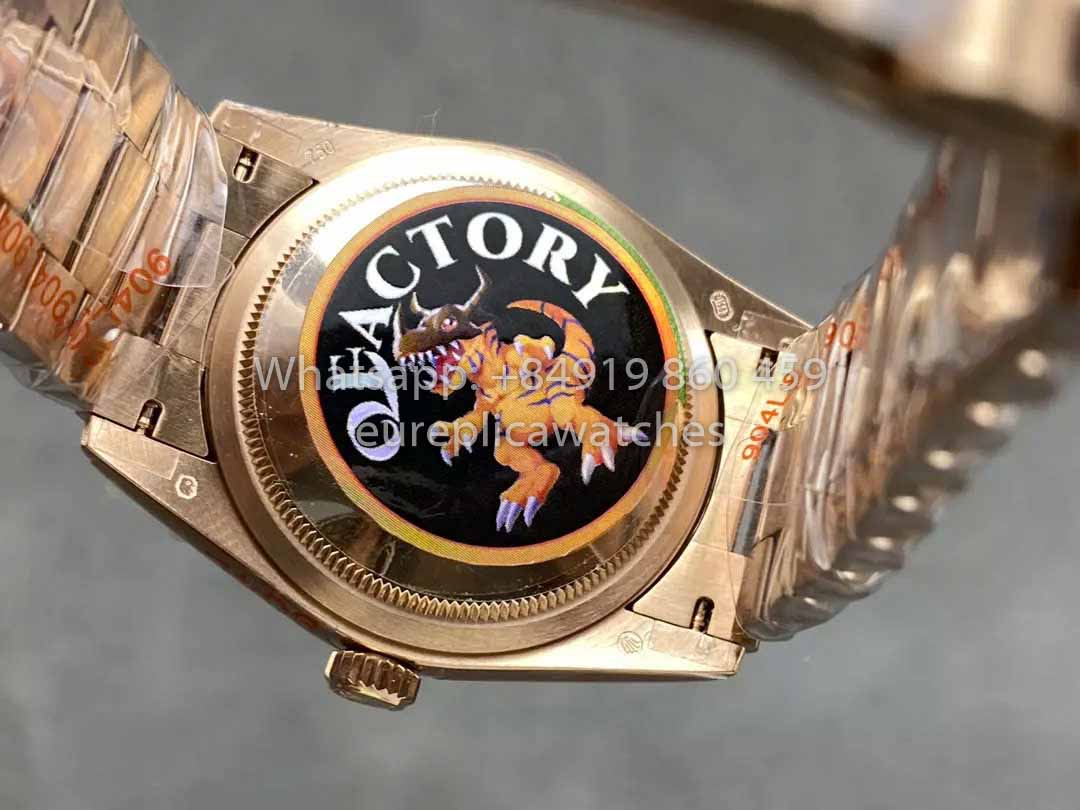 Rolex Day Date M128235-0075 Numeral Dial QF Fabbrica 1:1 Best Clone Chocolate Dial Rose Gold