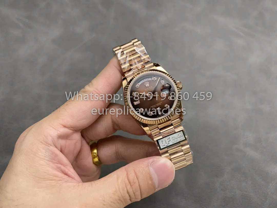 Rolex Day Date M128235-0037 ombre Dialmond Dial QF Fabbrica 1:1 Best Clone Rose Gold 36