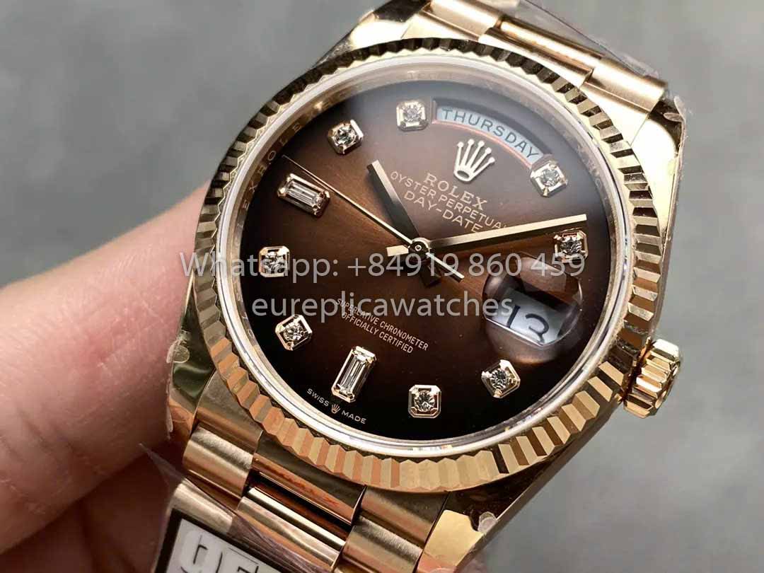 Rolex Day Date M128235-0037 ombre Dialmond Dial QF Fabbrica 1:1 Best Clone Rose Gold 36