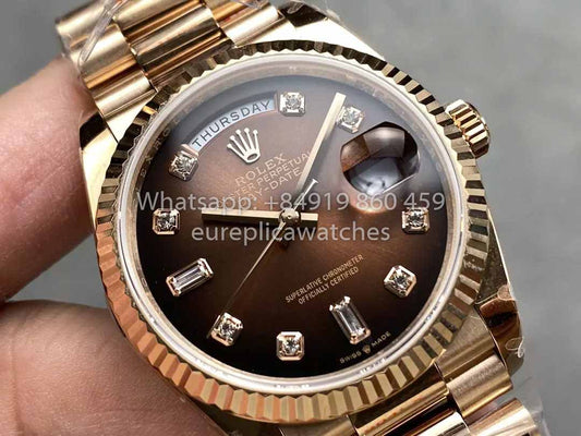 Rolex Day Date M128235-0037 ombre Dialmond Dial QF Fabbrica 1:1 Best Clone Rose Gold 36