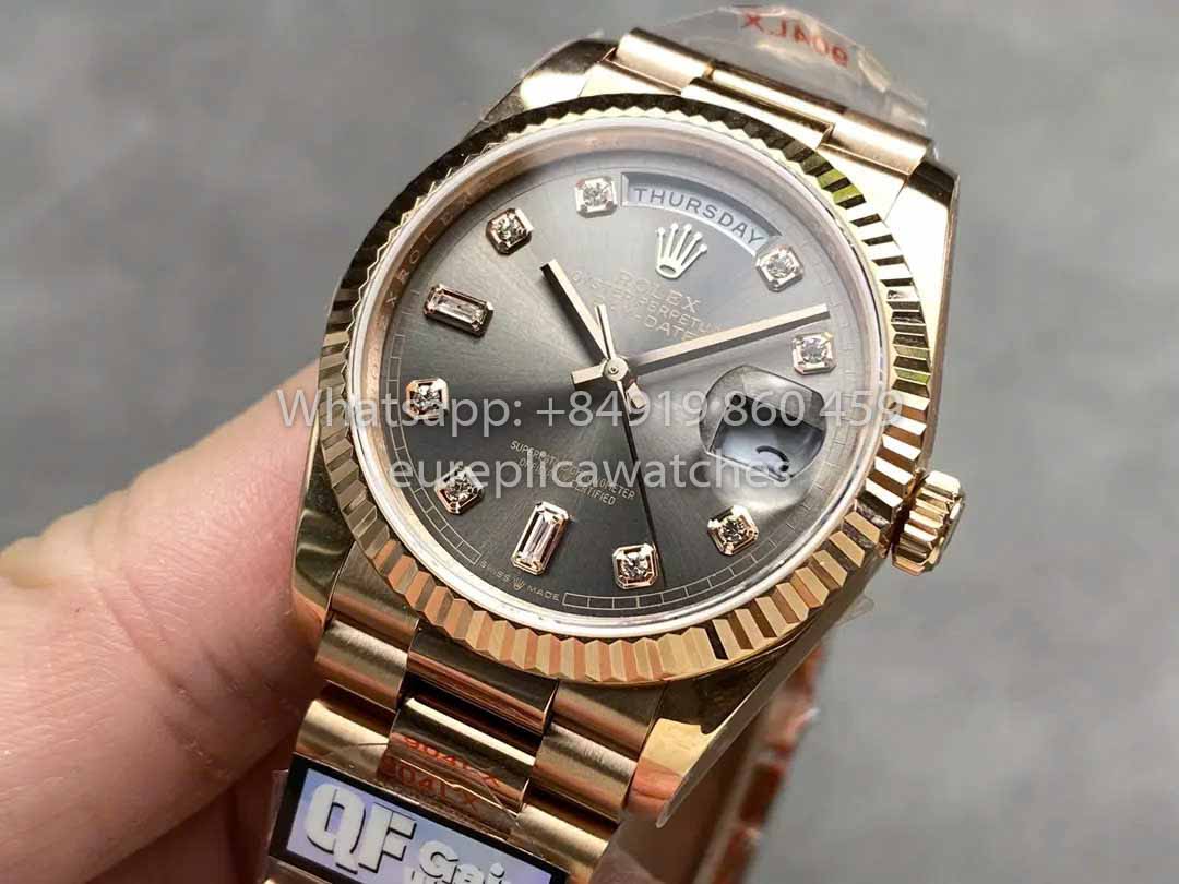 Rolex Day Date M128235 purple mother of pearl QF Fabbrica 1:1 Best Clone Rose Gold 36