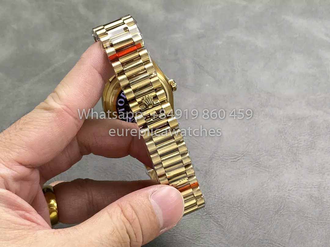 Rolex Day Date M128235 purple mother of pearl QF Fabbrica 1:1 Best Clone Yellow Gold 36