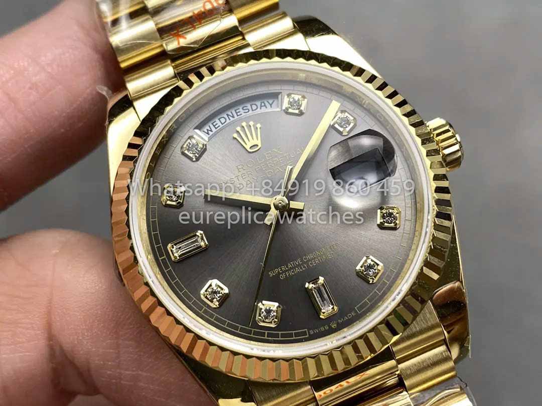 Rolex Day Date M128235 purple mother of pearl QF Fabbrica 1:1 Best Clone Yellow Gold 36