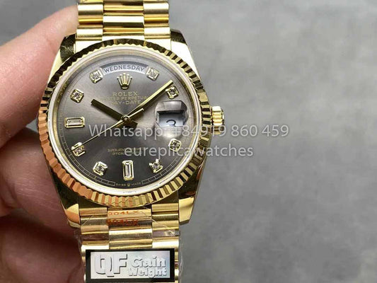 Rolex Day Date M128235 purple mother of pearl QF Fabbrica 1:1 Best Clone Yellow Gold 36