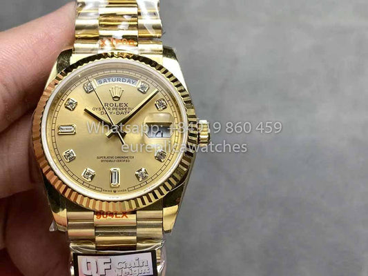 Rolex Day Date M128238-0008 - 128238-0008 Diamond Dial QF Fabbrica 1:1 Best Clone 36mm