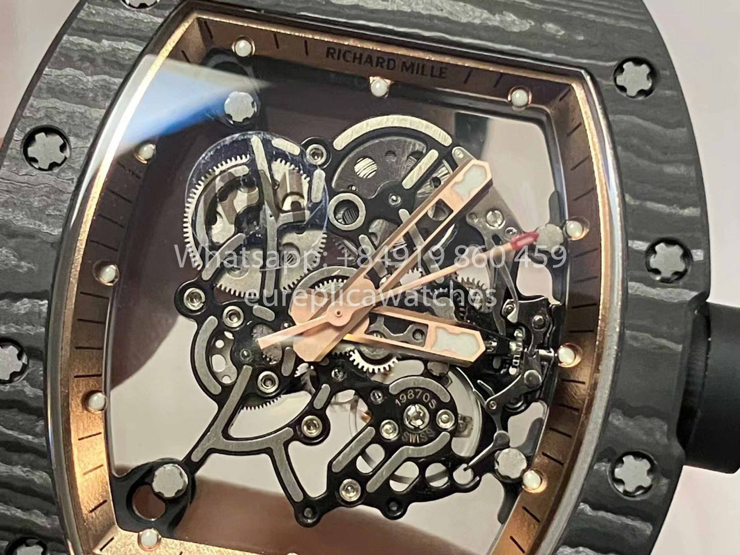 RICHARD MILLE  RM055  Carbon Fiber Case 1:1 Best Edition RM Fabbrica newest 2024 Rose Gold Dial