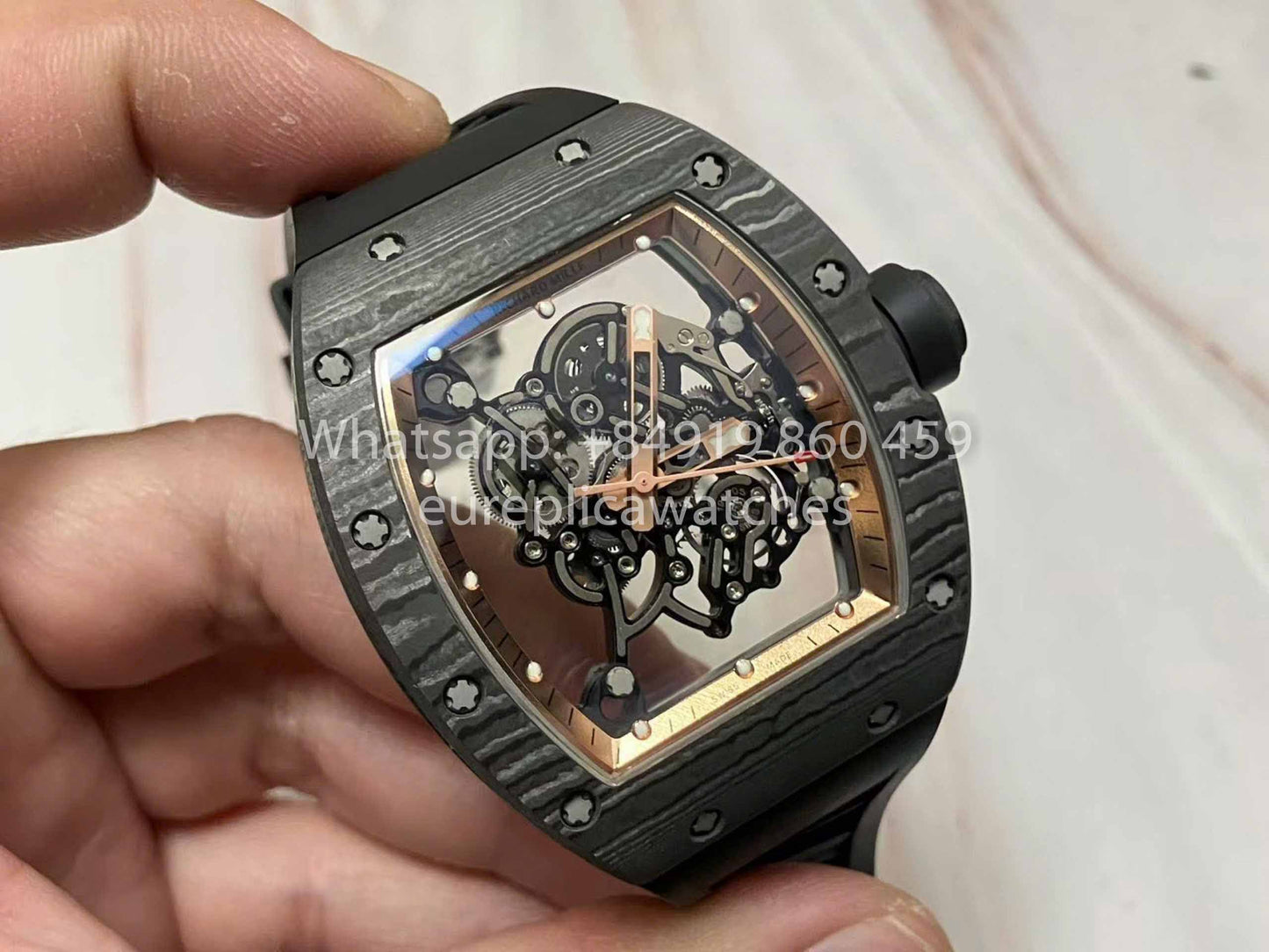 RICHARD MILLE  RM055  Carbon Fiber Case 1:1 Best Edition RM Fabbrica newest 2024 Rose Gold Dial
