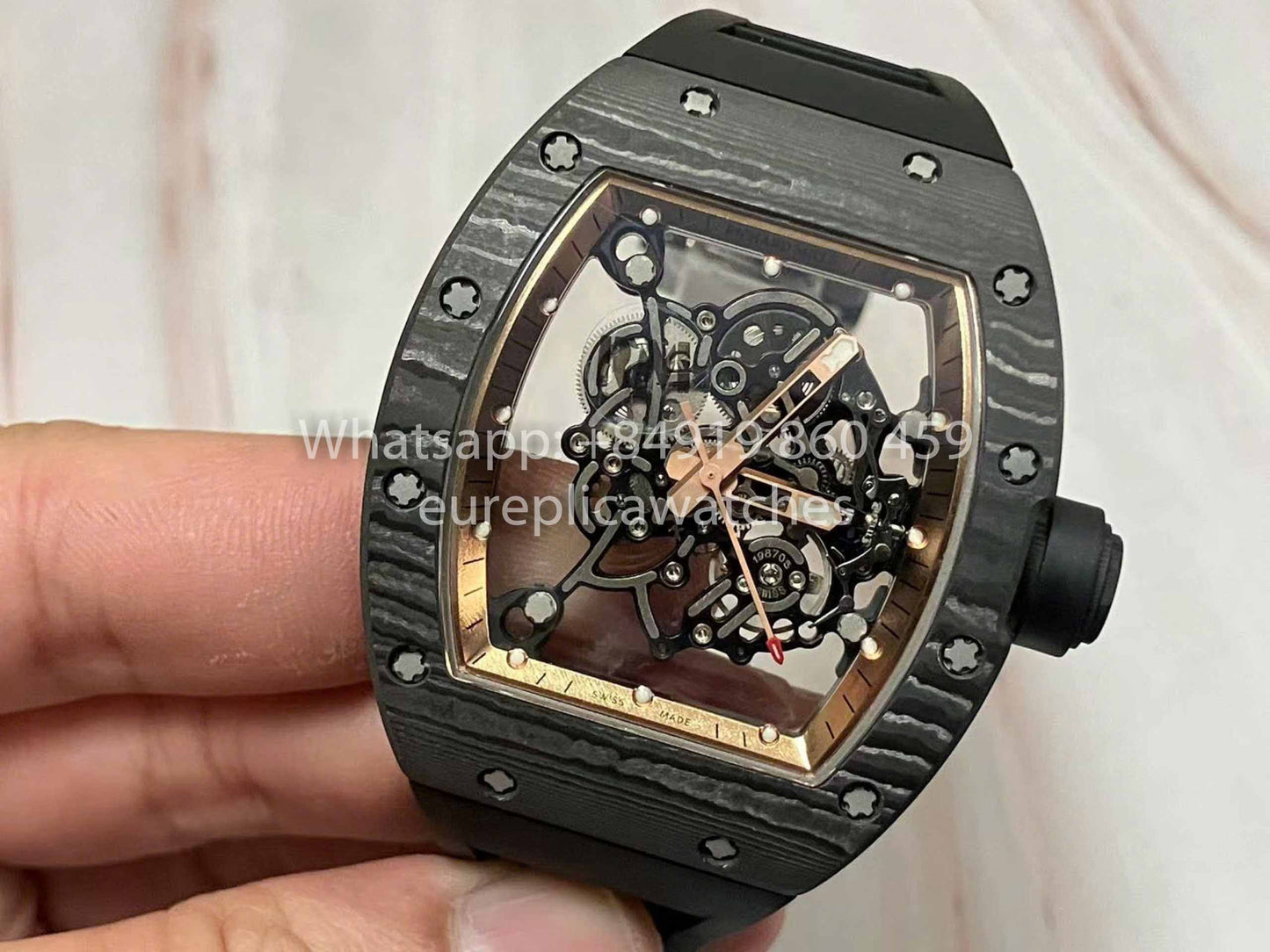 RICHARD MILLE  RM055  Carbon Fiber Case 1:1 Best Edition RM Fabbrica newest 2024 Rose Gold Dial