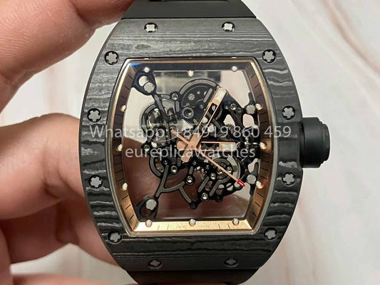 RICHARD MILLE  RM055  Carbon Fiber Case 1:1 Best Edition RM Fabbrica newest 2024 Rose Gold Dial