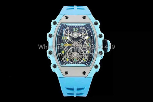 Richard Mille RM21-01  Blue Tiffany Tourbillon Watch 1:1 best Clone RM Fabbrica