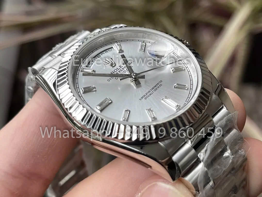 Rolex White  Gold Day Date 40 228236-0002 Platinum Fluted Bezel  1:1 Best Clone KF Fabbrica 215 Gram