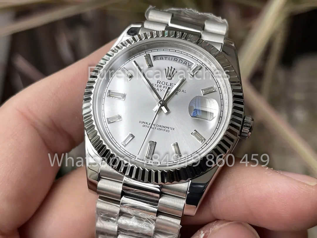 Rolex White  Gold Day Date 40 228236-0002 Platinum Fluted Bezel  1:1 Best Clone KF Fabbrica 215 Gram