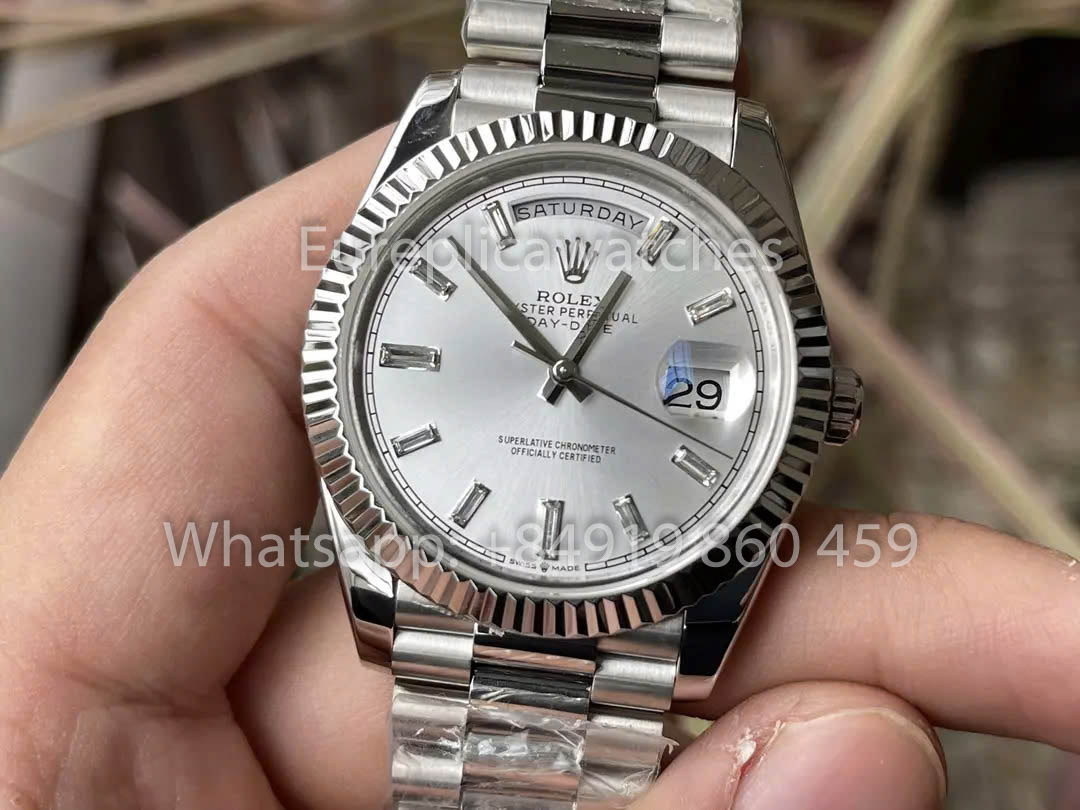 Rolex White  Gold Day Date 40 228236-0002 Platinum Fluted Bezel  1:1 Best Clone KF Fabbrica 215 Gram