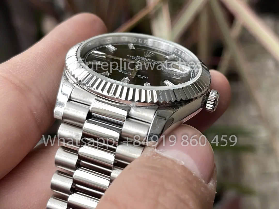 Rolex White Gold Day Date 40 228239-0004  Fluted Bezel  1:1 Best Clone KF Fabbrica 215 Gram
