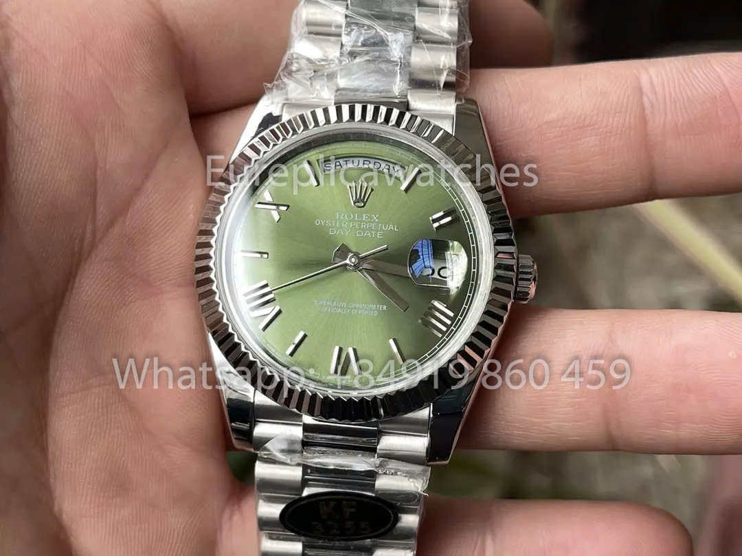 Rolex White Gold Day Date 40 228239-0033 Fluted Bezel  1:1 Best Clone KF Fabbrica 215 Gram