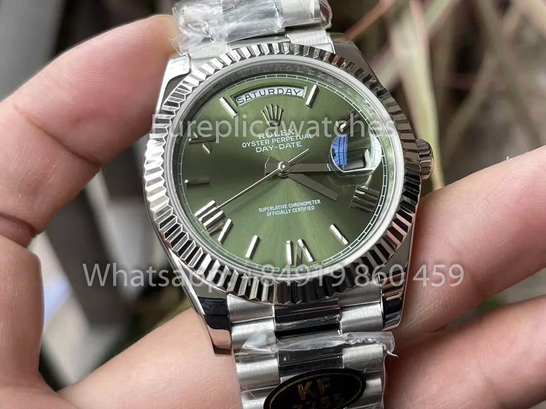 Rolex White Gold Day Date 40 228239-0033 Fluted Bezel  1:1 Best Clone KF Fabbrica 215 Gram