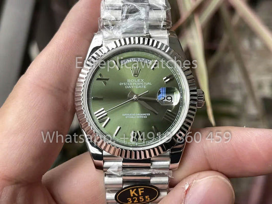 Rolex White Gold Day Date 40 228239-0033 Fluted Bezel  1:1 Best Clone KF Fabbrica 215 Gram