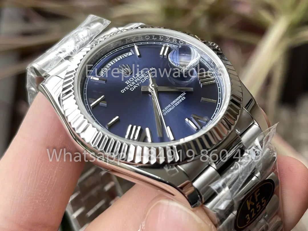 Rolex White Gold Day Date 40 228239-007 Fluted Bezel  1:1 Best Clone KF Fabbrica 215 Gram