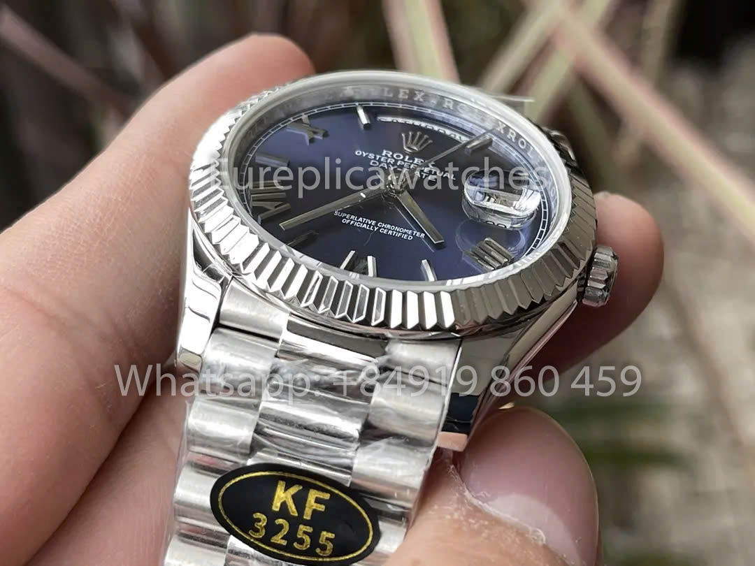 Rolex White Gold Day Date 40 228239-007 Fluted Bezel  1:1 Best Clone KF Fabbrica 215 Gram